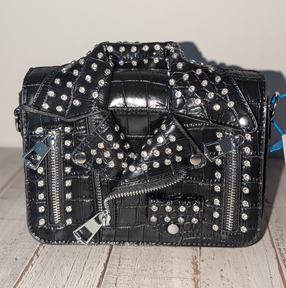 Sivani Life style Black Crocodile Embossed Faux Leather Crossbody Jacket Bag